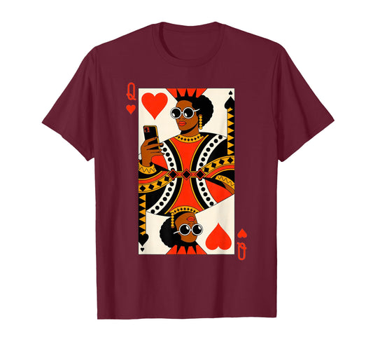 Queen of Hearts Card Black Woman Melanin Pride African Gifts T-Shirt