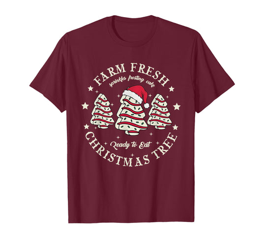 Farm Fresh Christmas Tree Xmas Cake Holiday Family Matching T-Shirt
