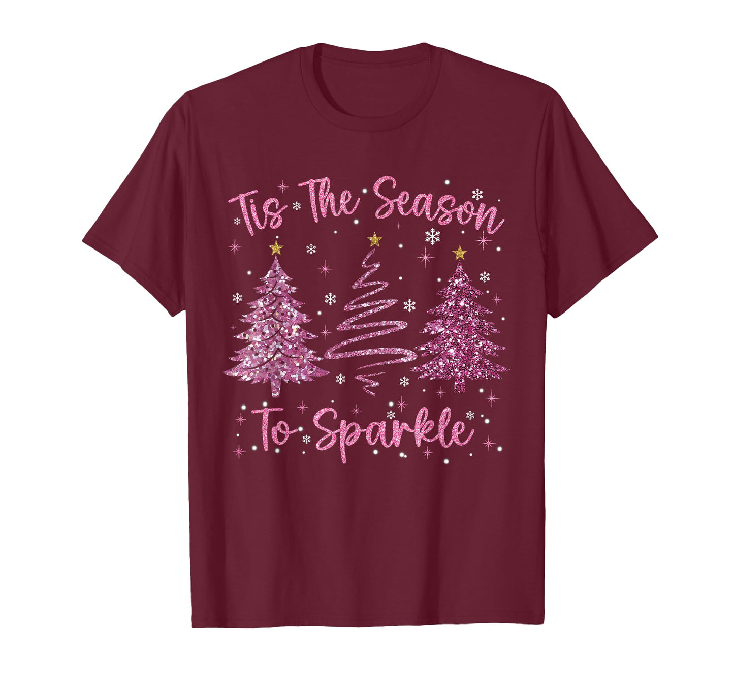 Tis The Season Sparkle Christmas Tree Xmas Women Girl T-Shirt