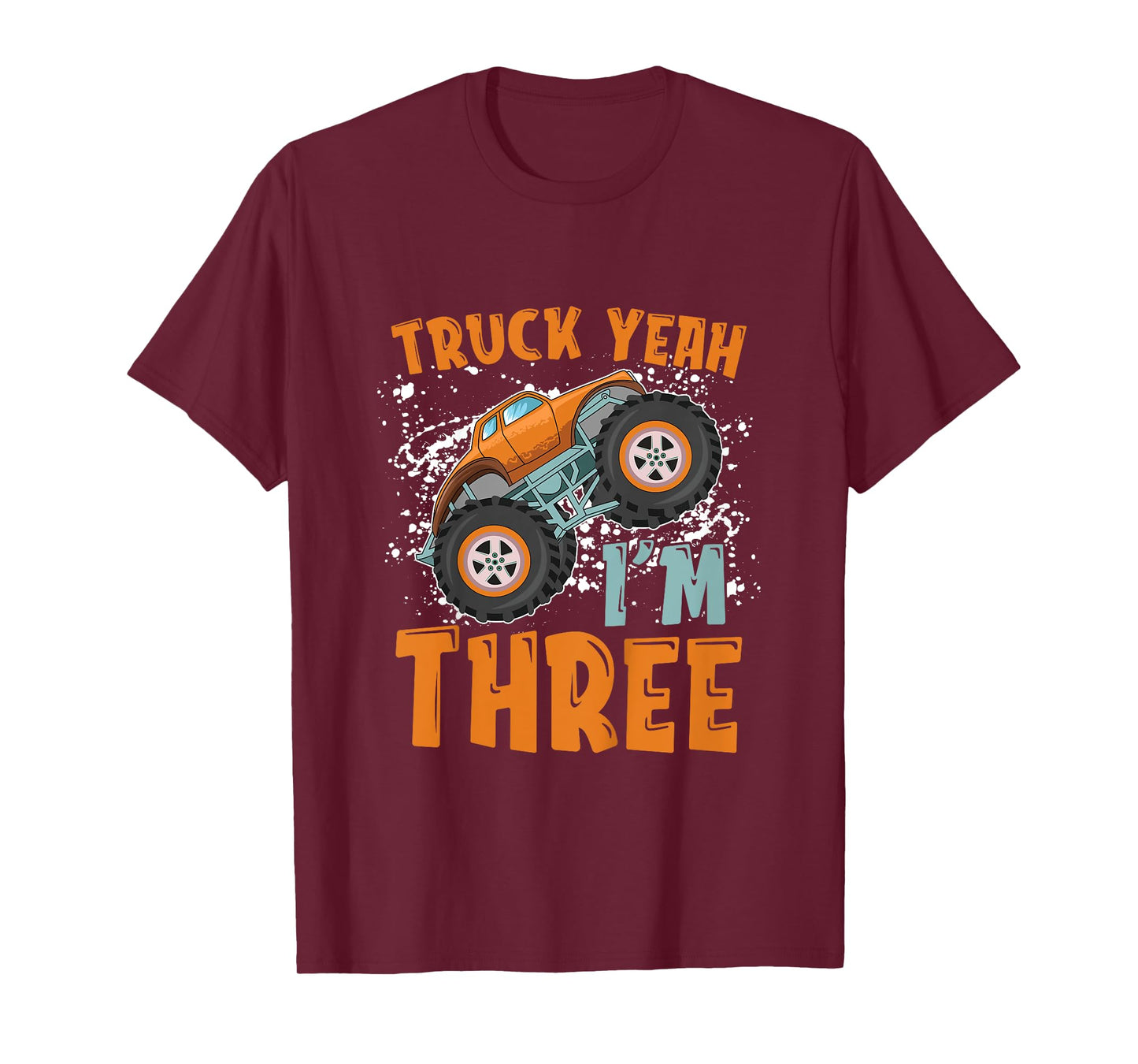 Truck Yeah I'm Three 3rd Birthday Monster Truck Themed T-Shirt