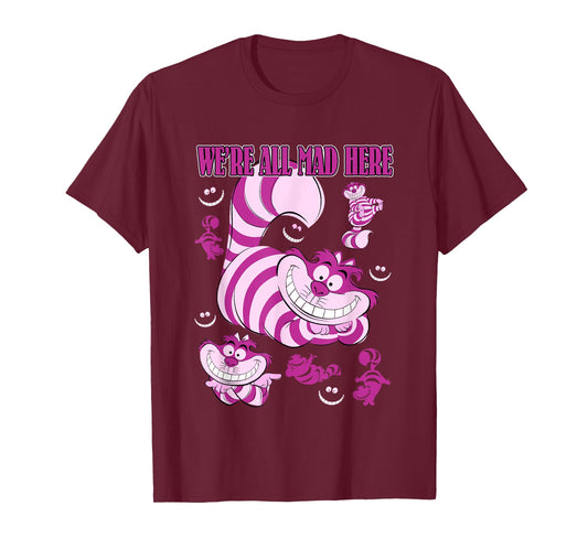 Disney Alice in Wonderland Cheshire Cat We're All Mad Here T-Shirt