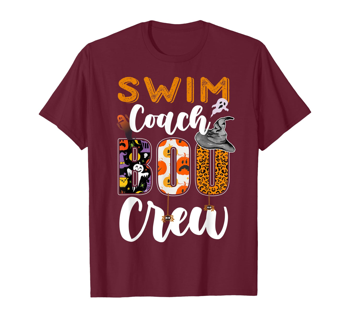 Swim Coach Boo Crew Ghost Funny Swimmer Halloween Matching T-Shirt