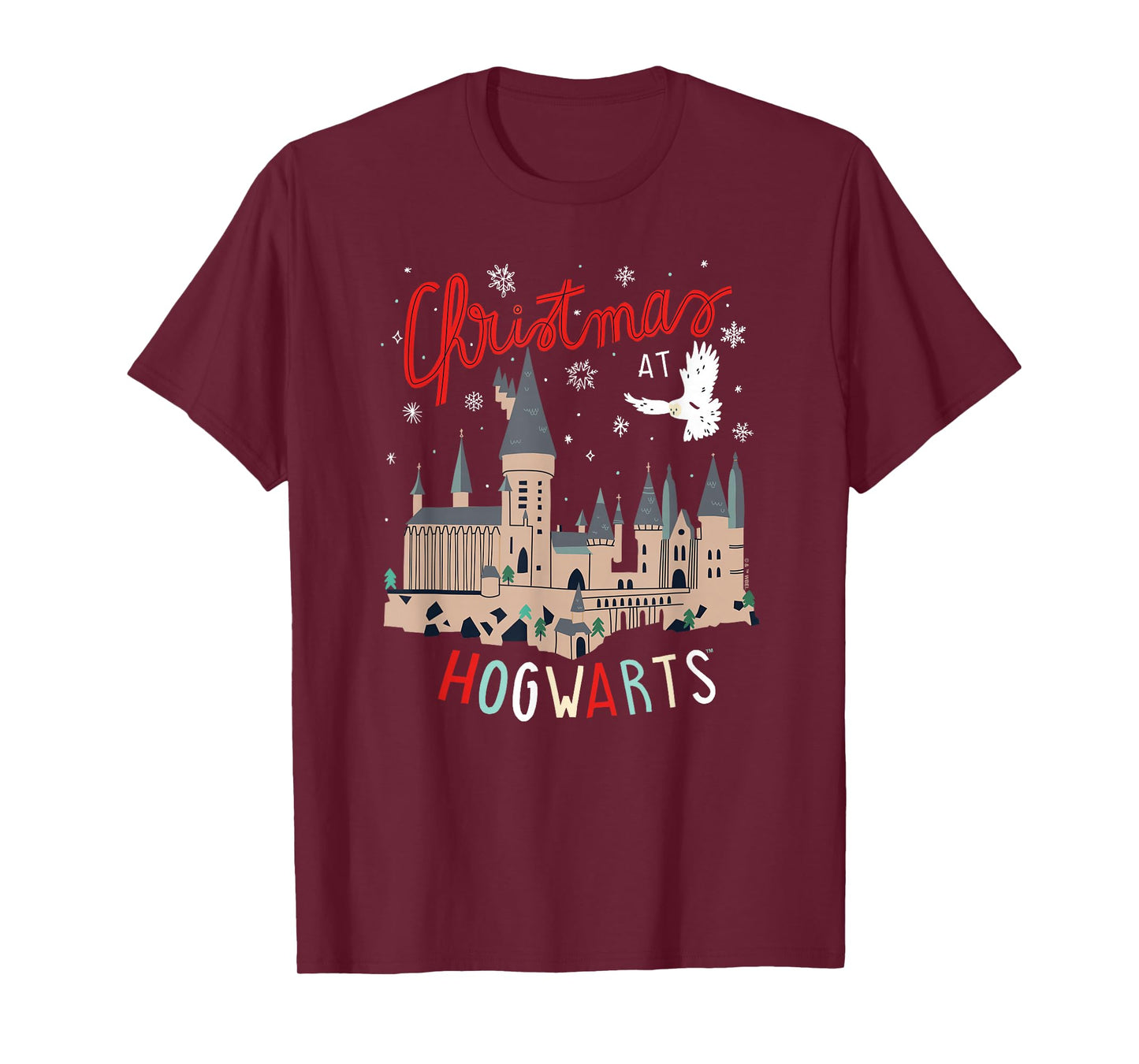Harry Potter Unisex-Adults Kids Christmas Hogwarts T-Shirt, Black, Small