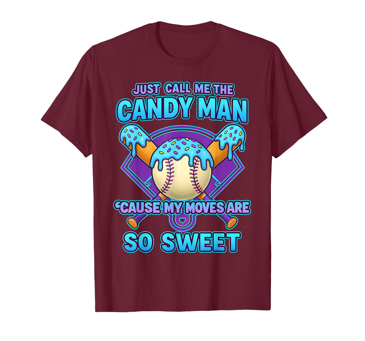 Baseball Drip Ice Cream Drip Just Call Me The Candy Man Blue T-Shirt