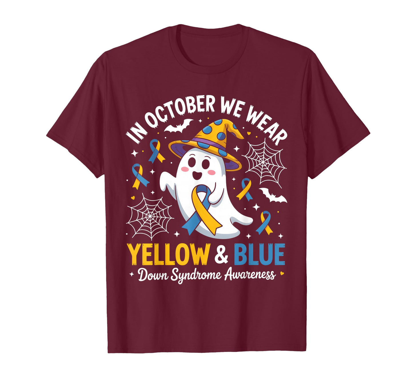 in October we Wear Yellow and Blue Down Syndrome Halloween T-Shirt