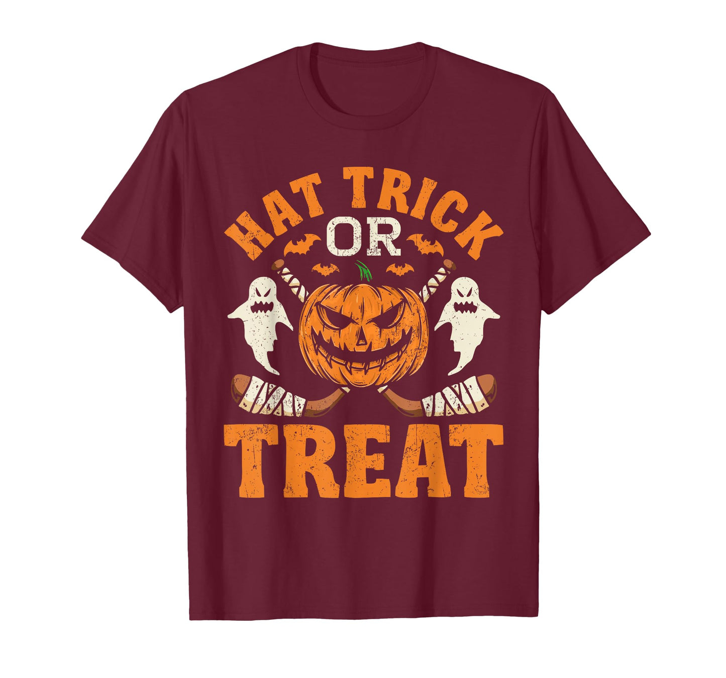 Hat Trick or Treat Ice Hockey Player Halloween Costume Gift T-Shirt