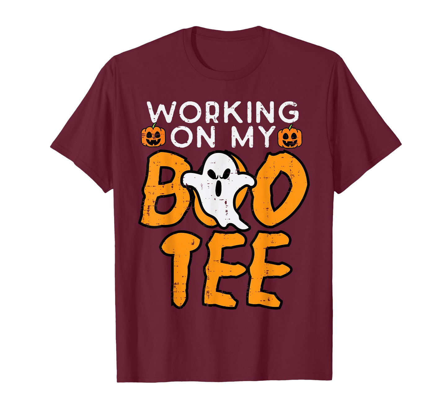 Working On My Boo Tee Gym Fun Yoga Pilates Fitness Halloween T-Shirt