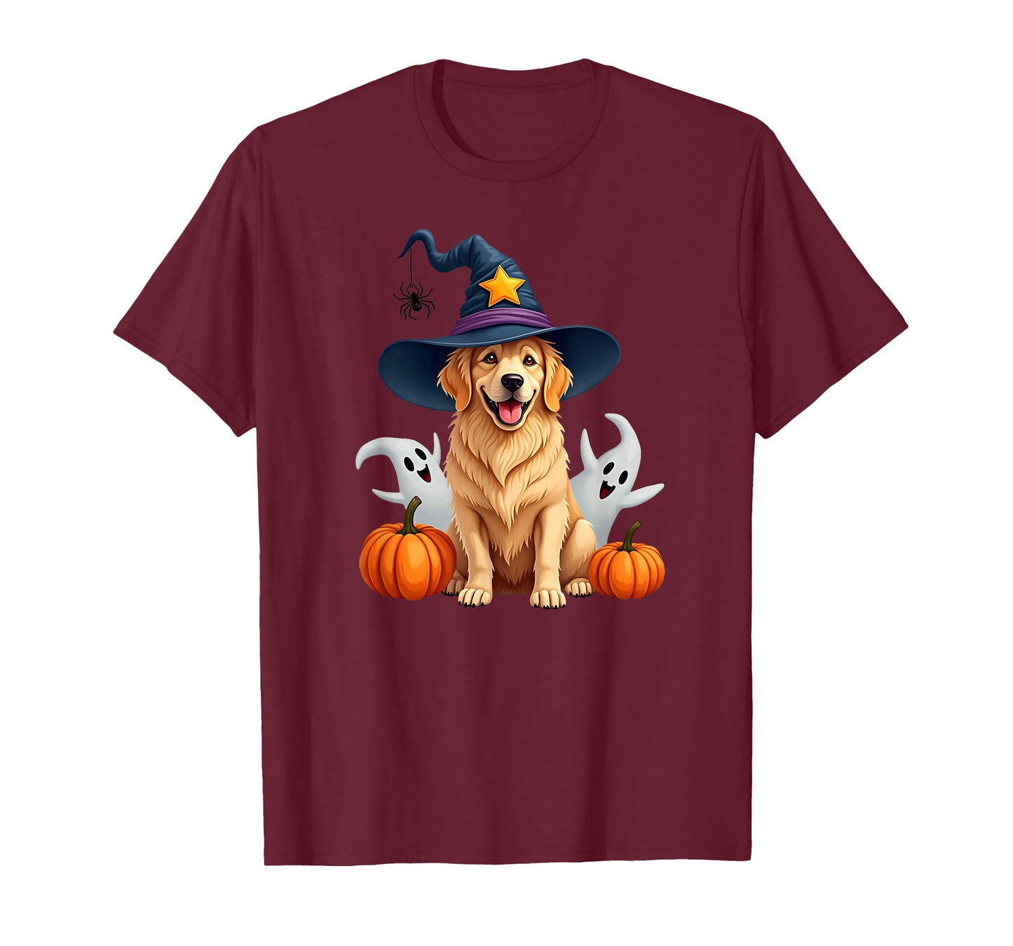Halloween Golden Retriever Dog, Witch's, Wizard's hat T-Shirt