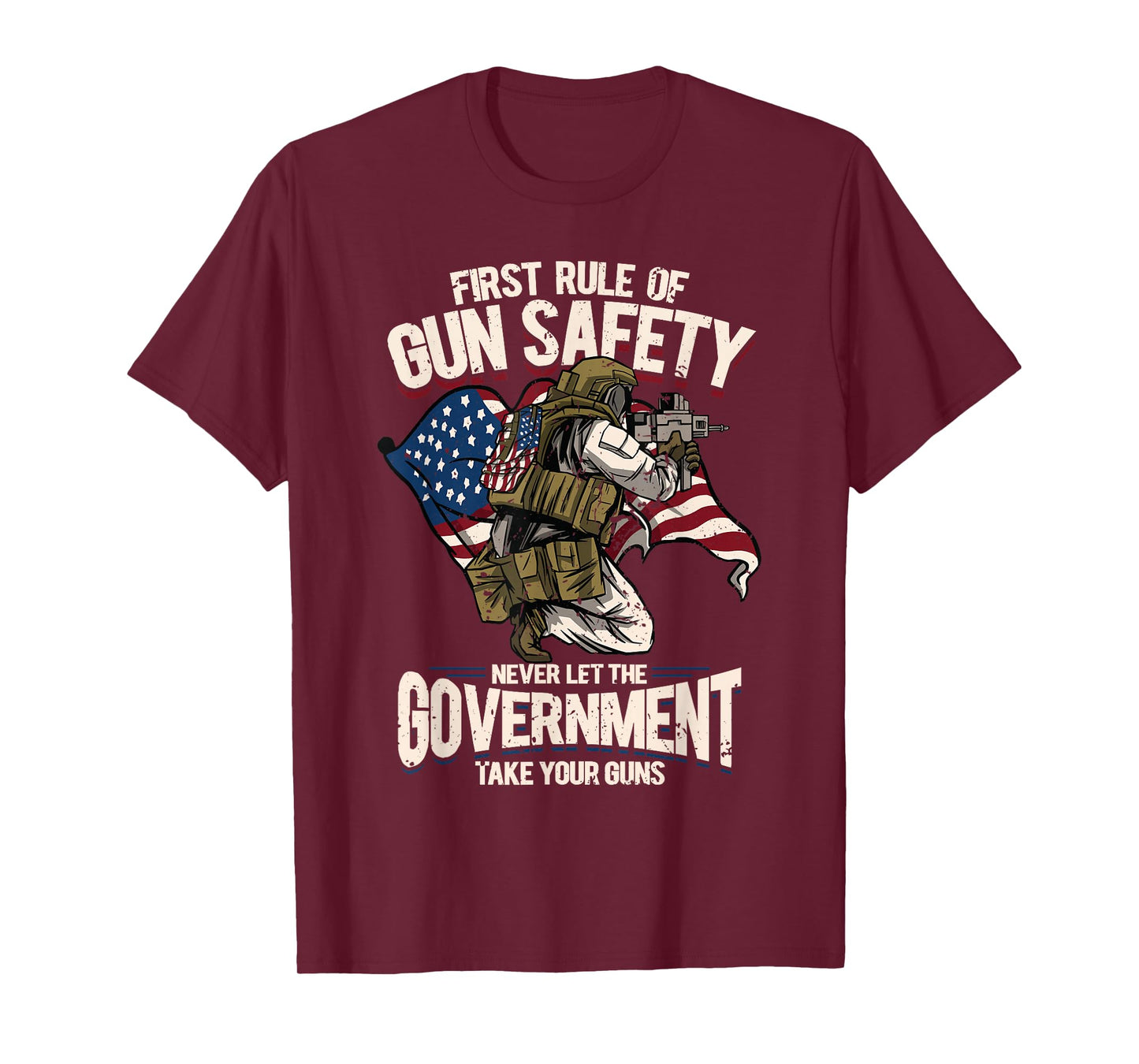 First Rule Of Gun Safety, US Flag For A Patriotic Gun Lover T-Shirt