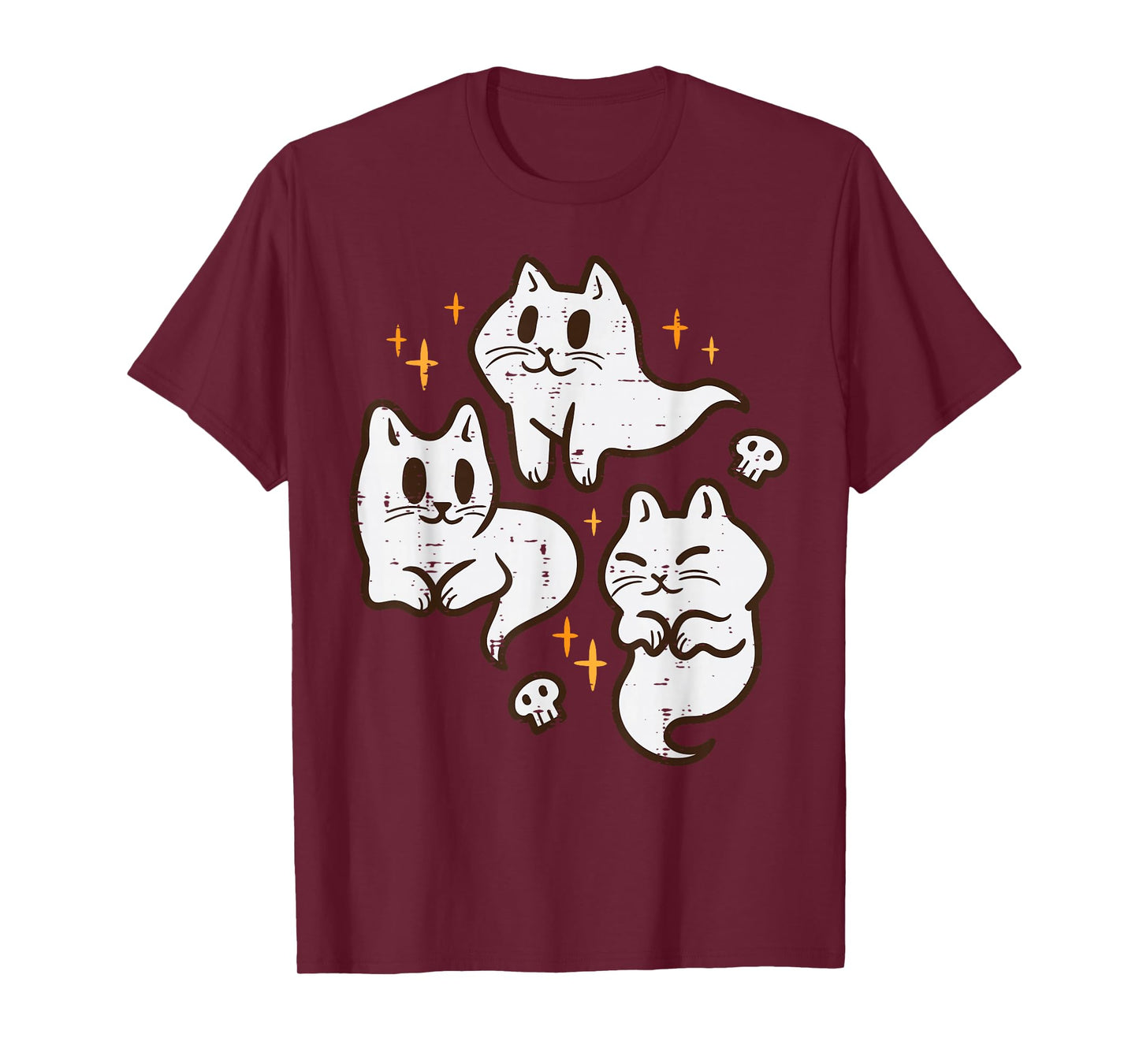 Spooky Cat Ghosts Retro Vintage Halloween Women Girls T-Shirt