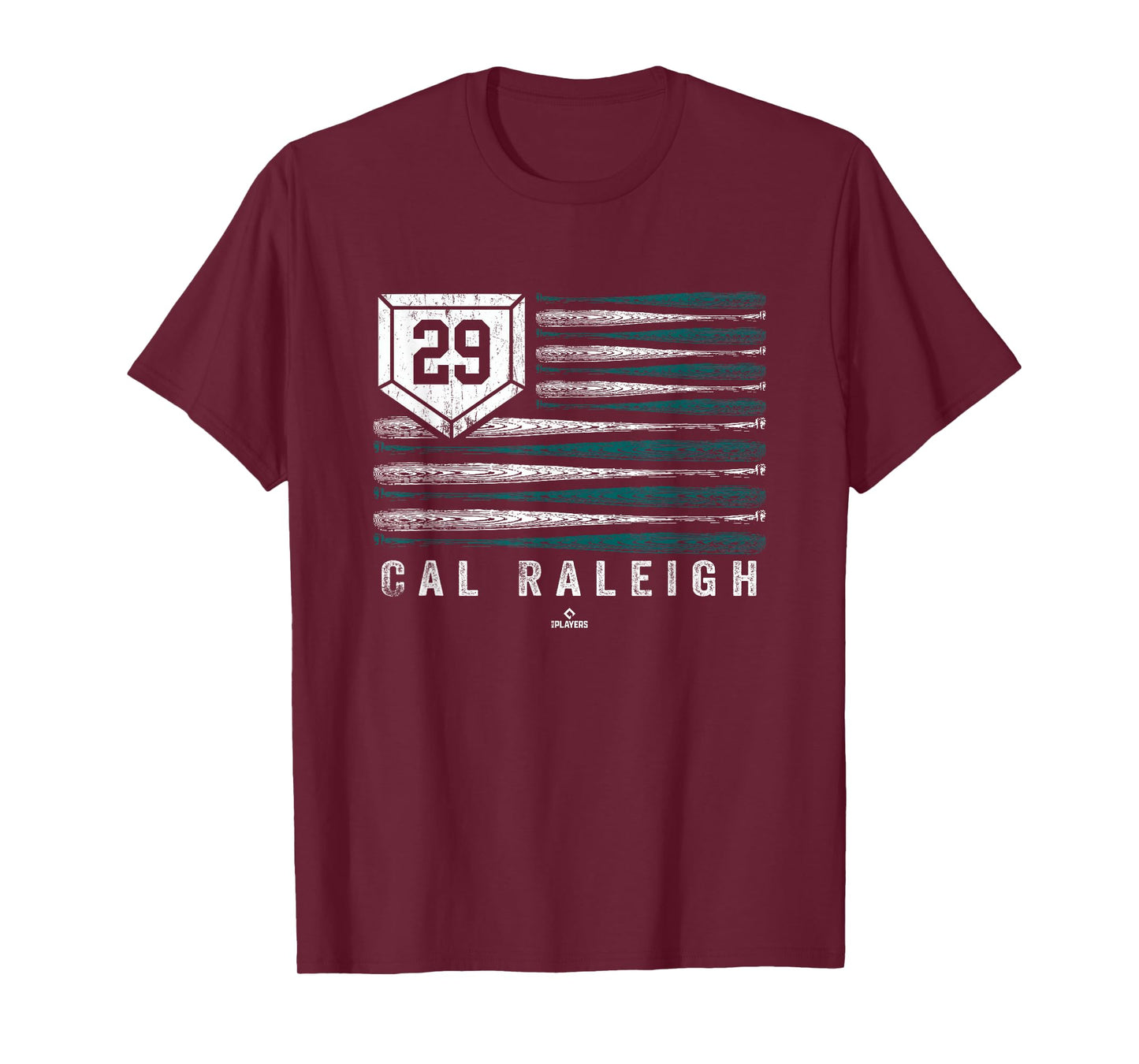 Vintage US Flag Baseball Stripes Cal Raleigh Seattle MLBPA T-Shirt
