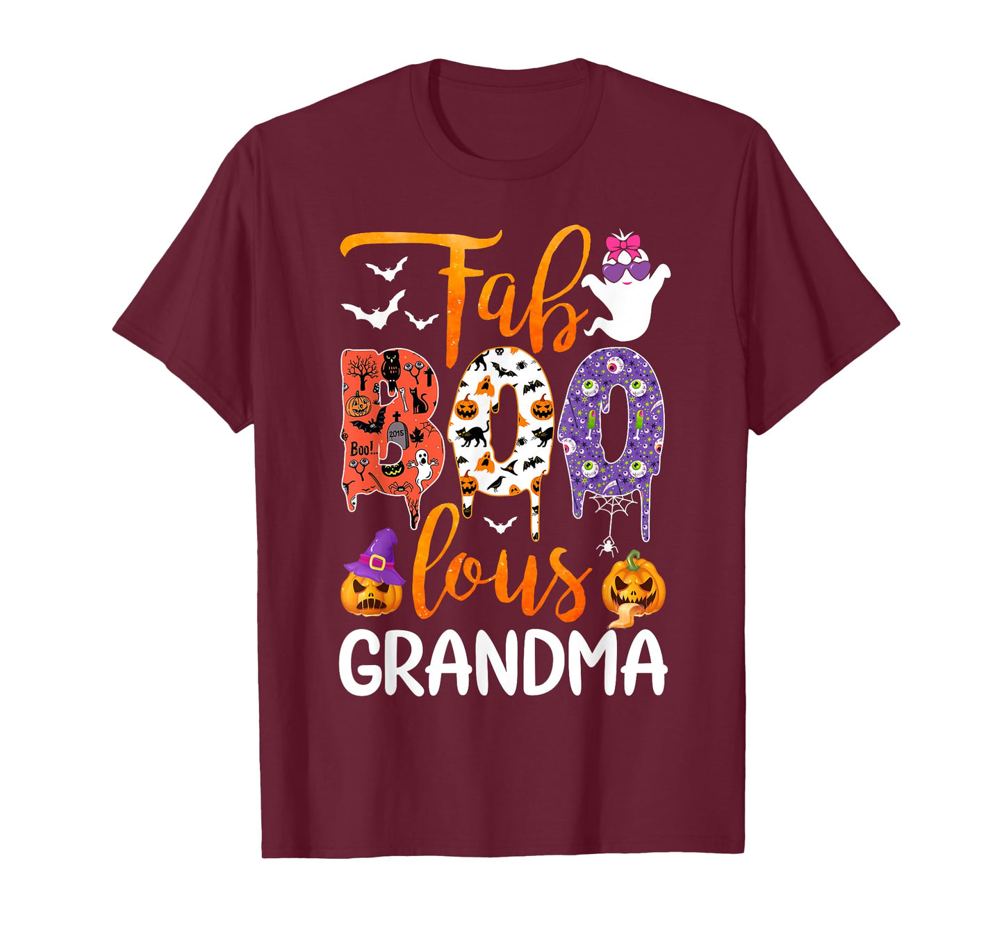 Fab Boo Lous Grandma Boo Ghost Pumpkin Halloween Grandmother T-Shirt