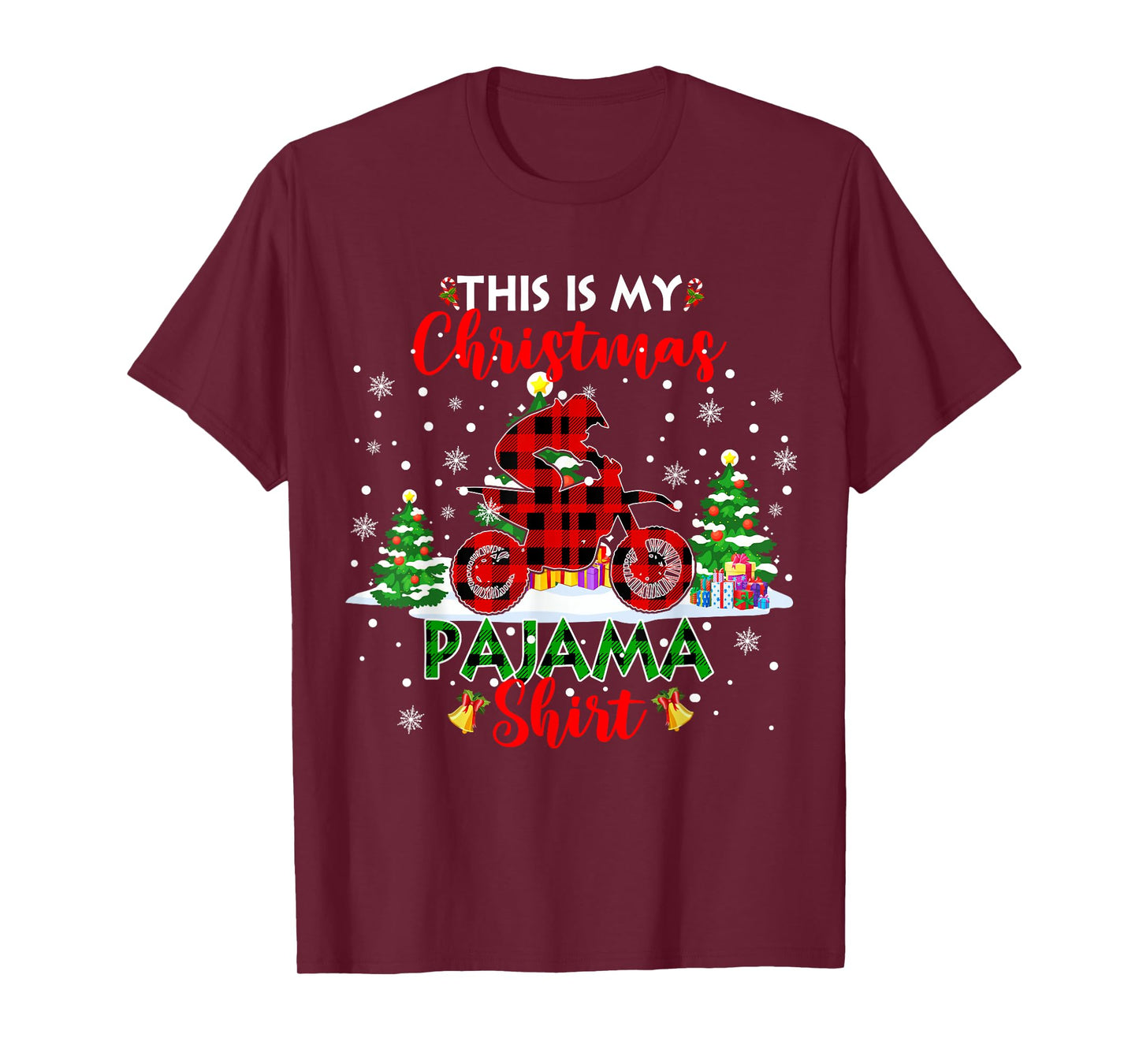 This Is My Christmas Pajama Shirt Red Plaid Dirt Bike Biker T-Shirt