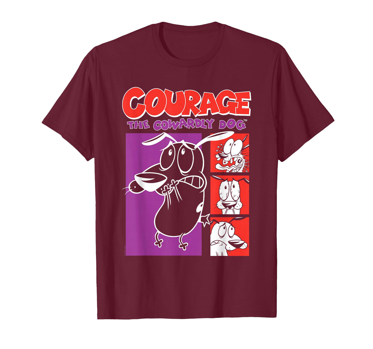 Courage the Cowardly Dog Red and Purple Frames Cartoon T-Shirt