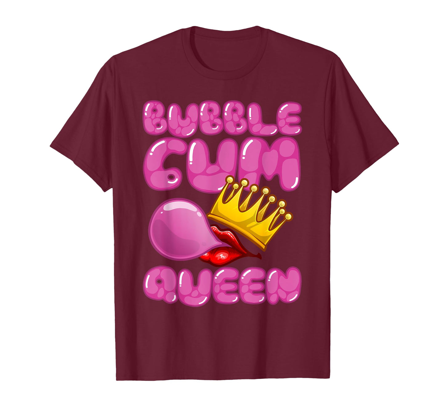 Cute Bubble Gum Art For Women Girls Kids Bubble Gum Queen T-Shirt
