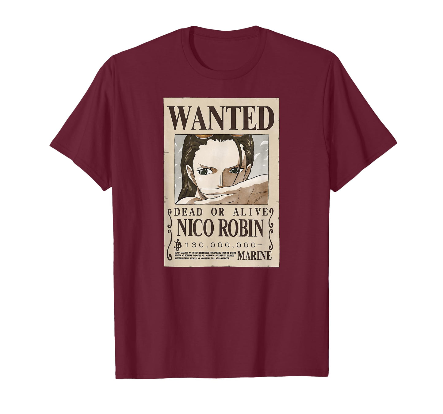 One Piece Anime Nico Robin Wanted Poster T-Shirt