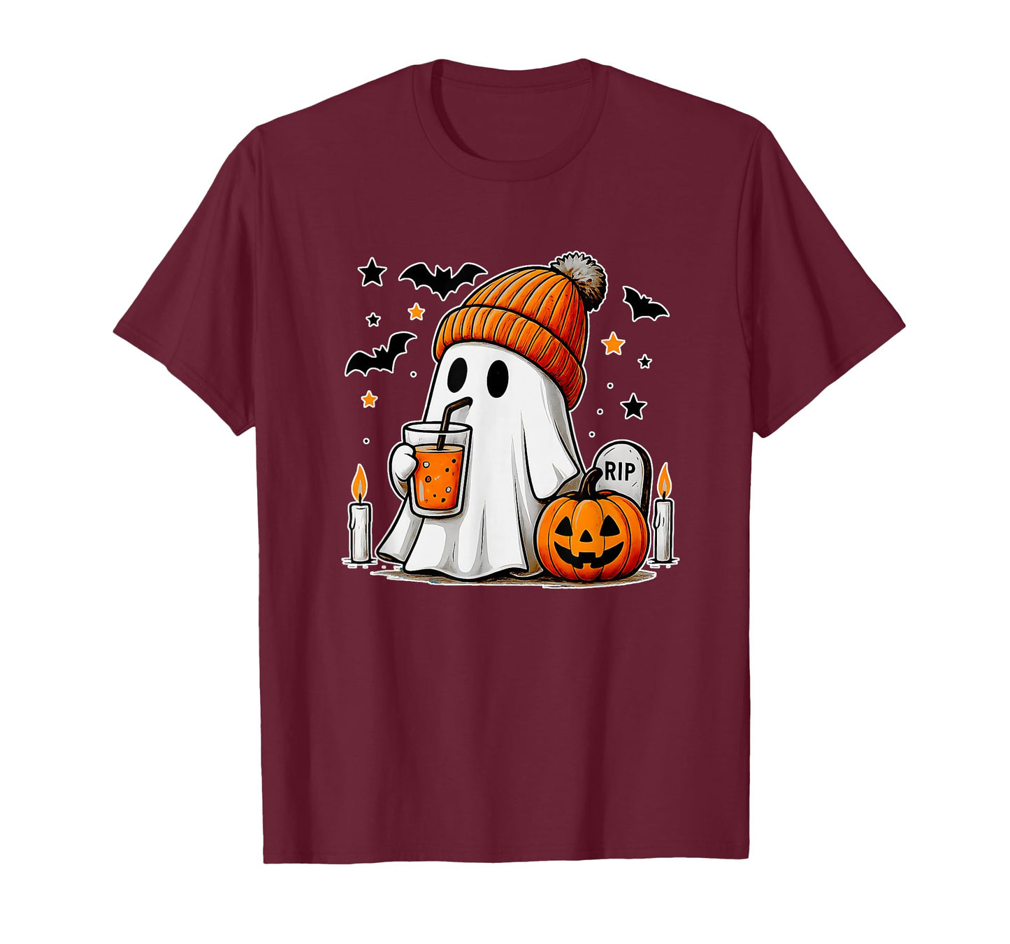 Halloween Ghost Drinking Coffee Funny Scary Cute Boo T-Shirt