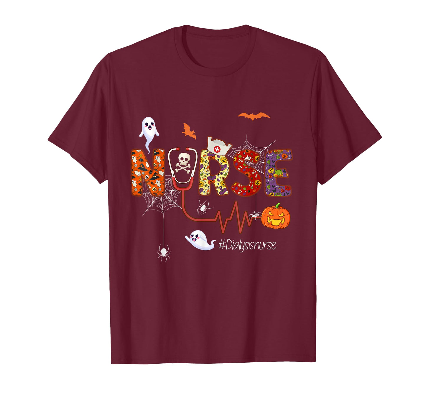 Dialysis Nurse Scary Halloween Pumpkin Nursing T-Shirt