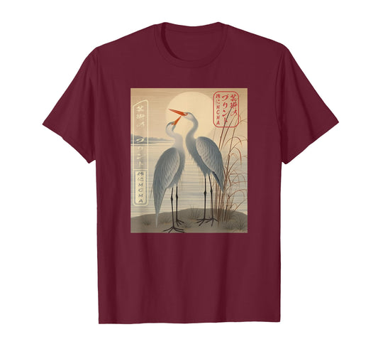 Cranes of Tradition Ukiyo-e Japanese T-Shirt