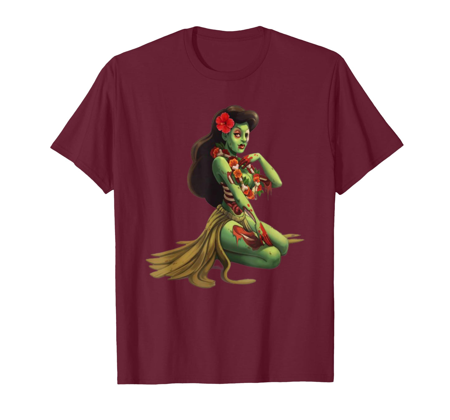 Hawaii Pin Up Girl Zombie Halloween T-Shirt