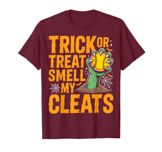 Trick or Treat Smell My Cleats Baseball Player Halloween T-Shirt