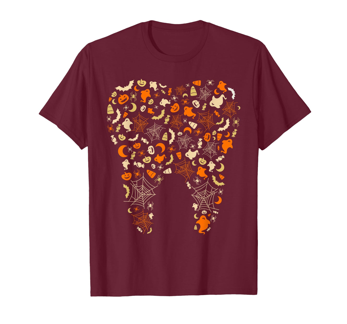 Ghosts & Pumpkins Spider Webs Tooth Dental Squad Halloween T-Shirt