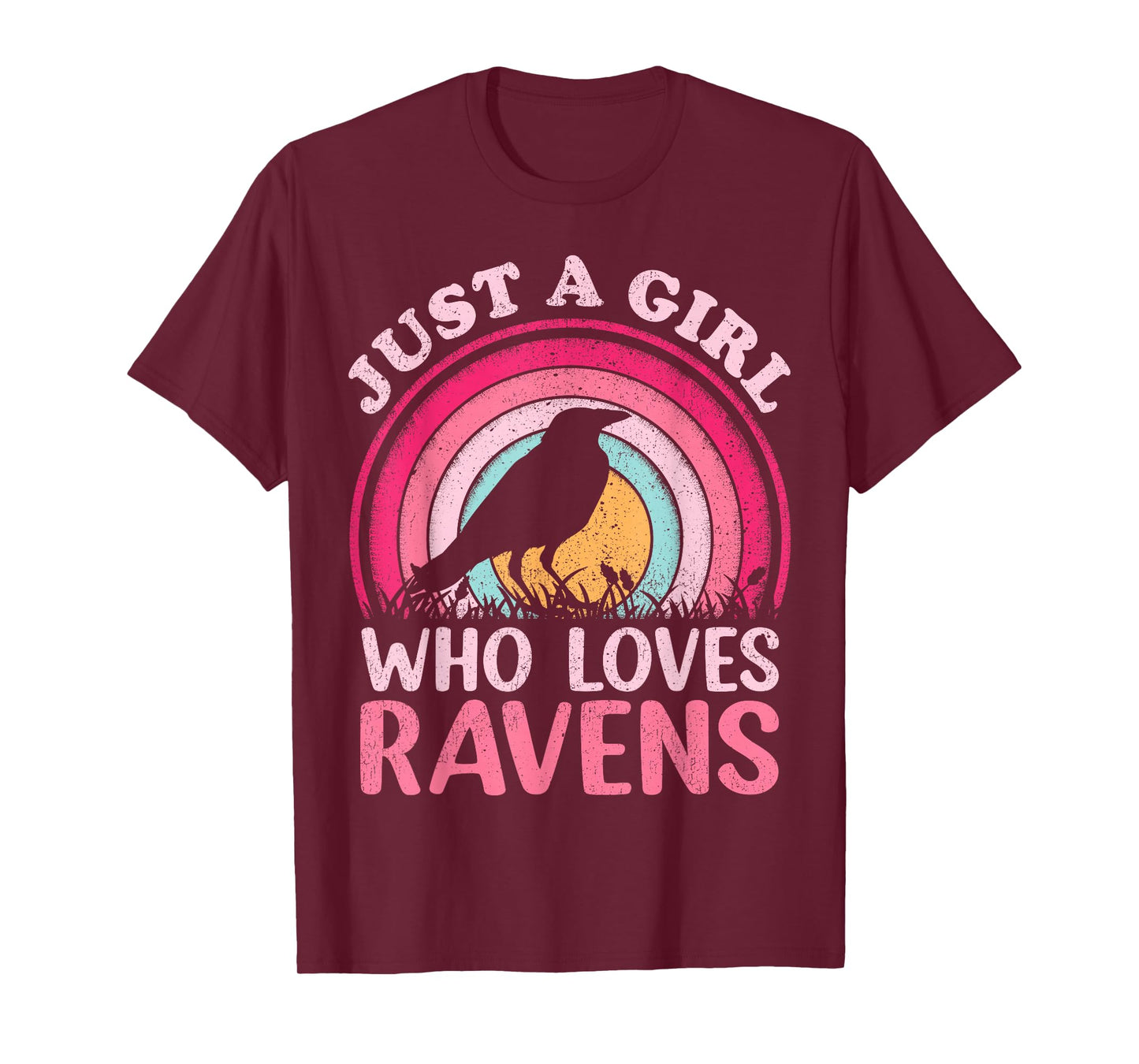 Raven Bird Vintage Retro Just A Girl Who Loves Ravens T-Shirt