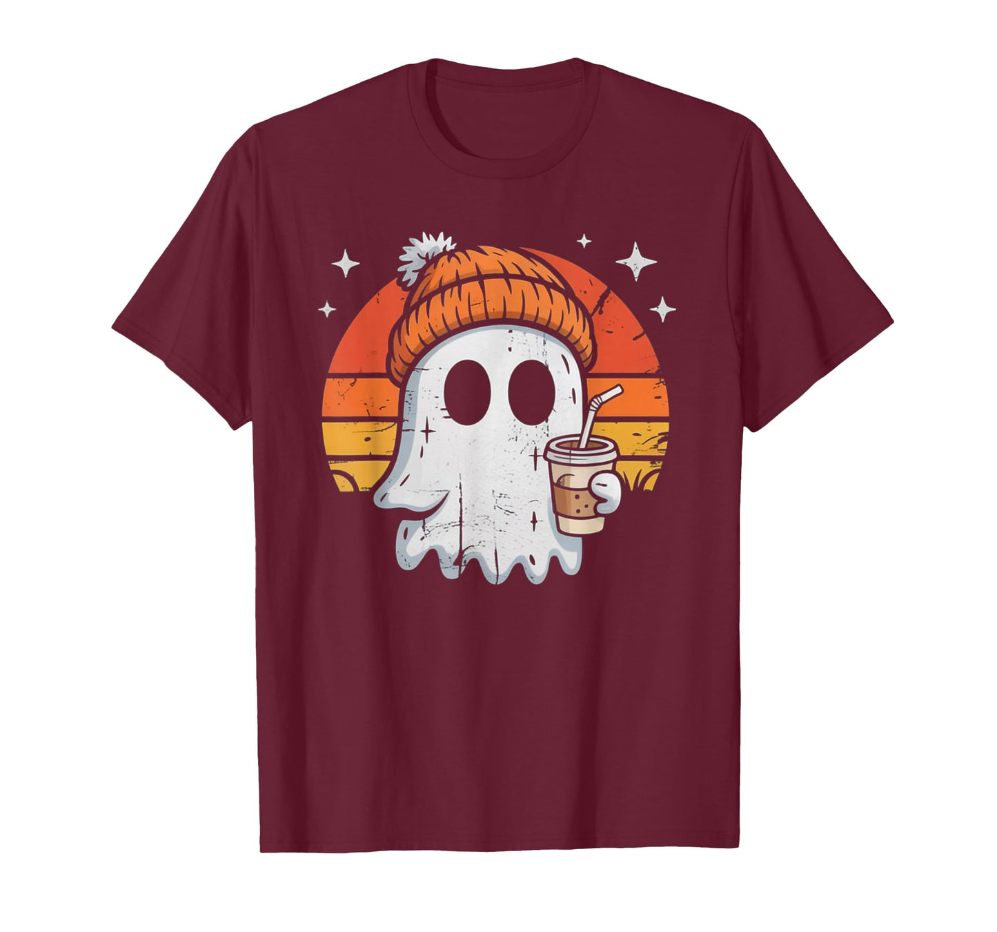 Cute Ghost Ice Coffee - Halloween Ghost Coffee - Halloween T-Shirt