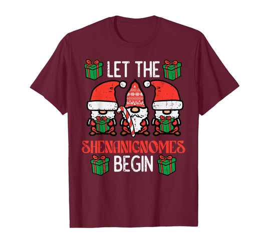 Christmas Let Shenanignomes Begin Xmas Gnomes Men Women Kids T-Shirt