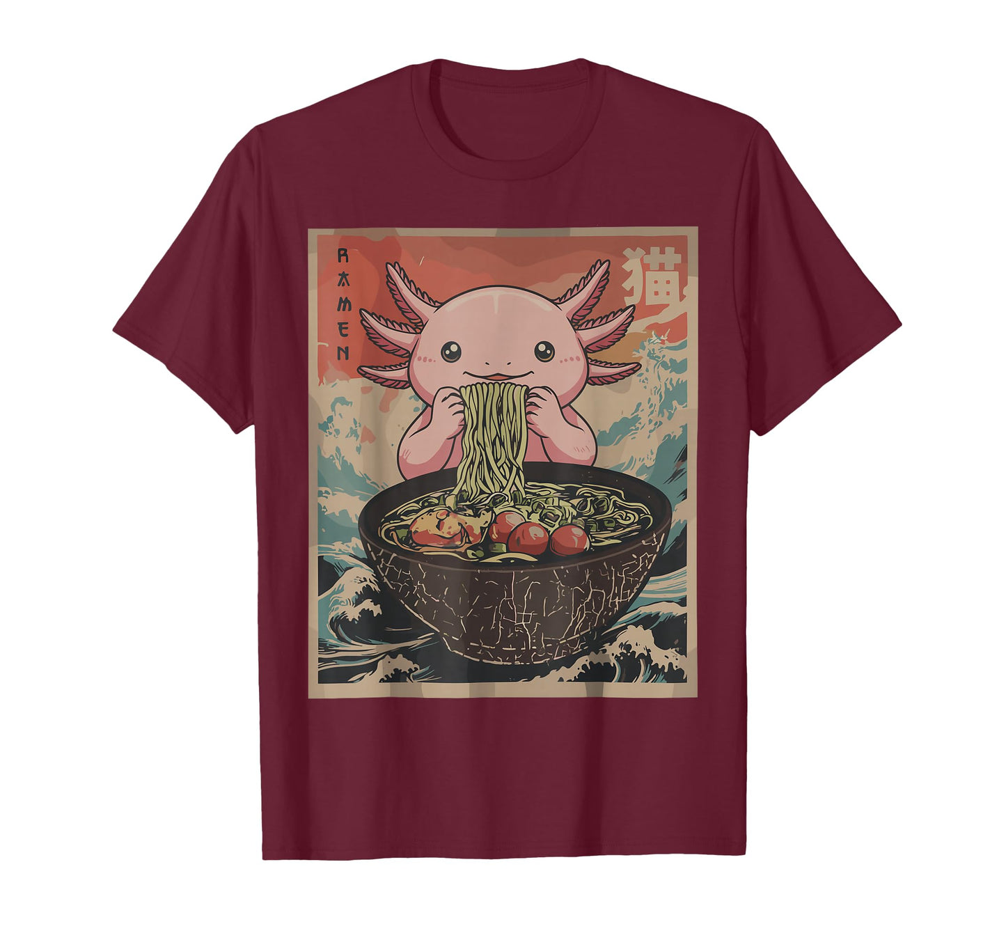 Ramen Japanese Graphic Tees Axolotl Anime Shirts for Men T-Shirt