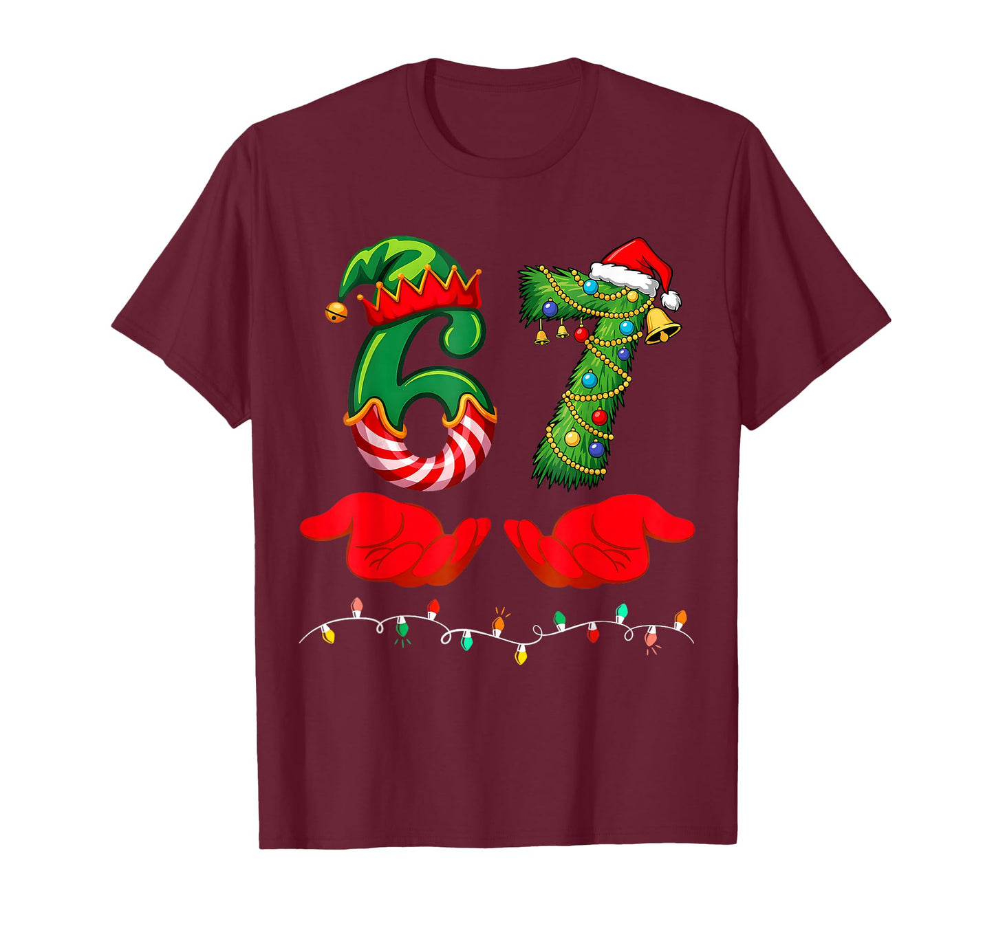 67 Christmas 6 7 Meme Pajamas Holiday Gen Alpha Slang T-Shirt