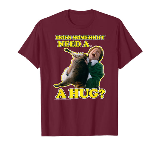 Elf Need a Hug Raccoon Attack Funny Christmas T-Shirt