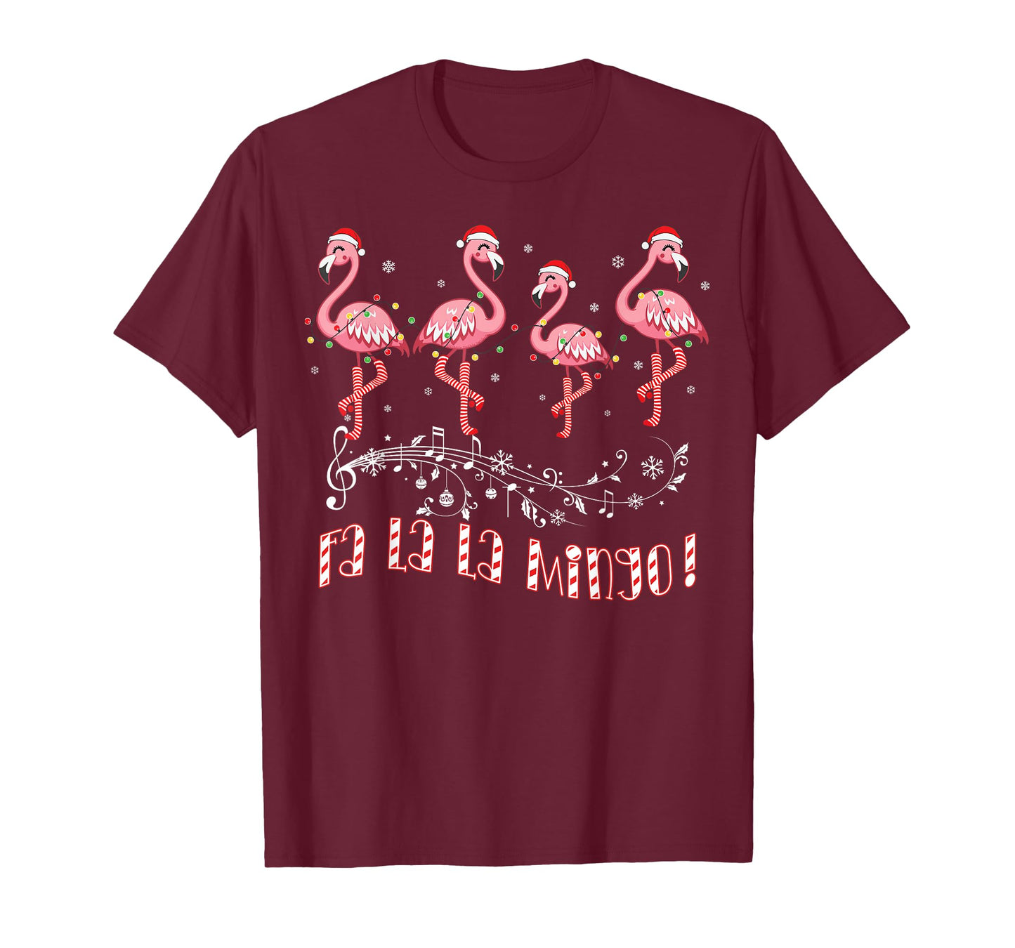 Candy Cane Flamingoes Fa La La MINGO Flamingo Christmas T-Shirt