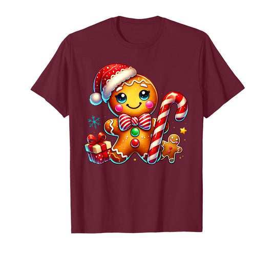 Gingerbread Man Candy Cane Xmas Pajamas Holiday Christmas T-Shirt