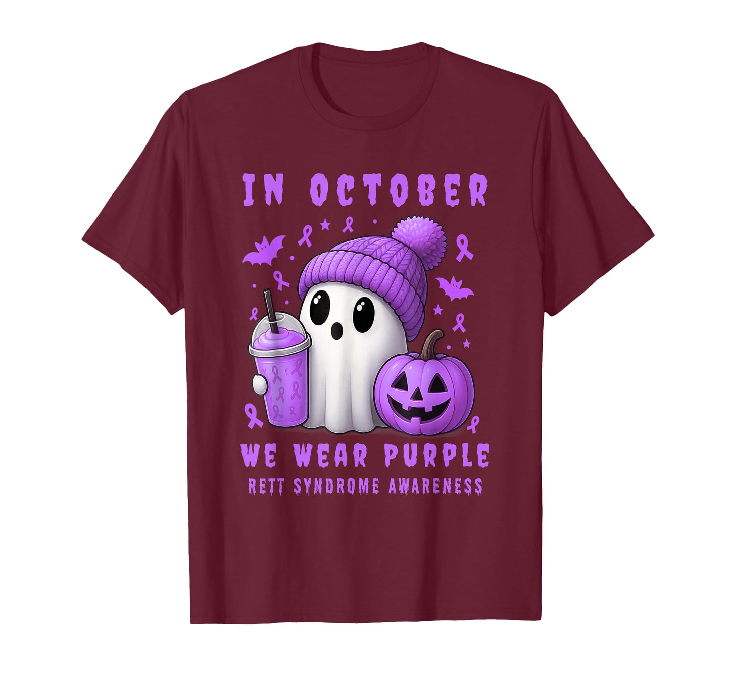 Halloween Boo Rett Syndrome Awareness in October Purple T-Shirt
