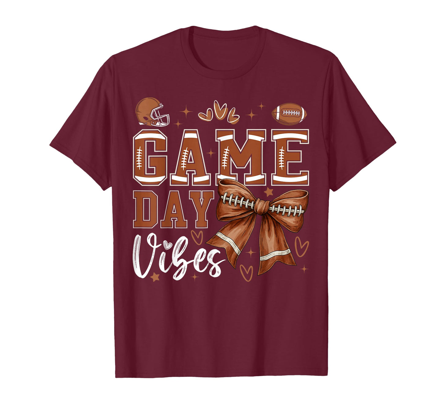 Game Day Vibes Football Coquette Bow Football Girl T-Shirt