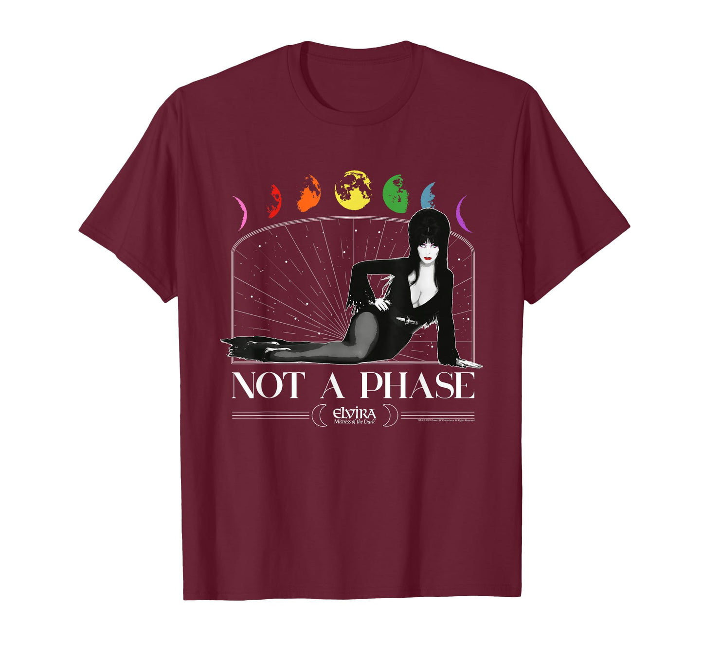 Elvira It's Not a Phase Pride Rainbow Moon Retro T-Shirt
