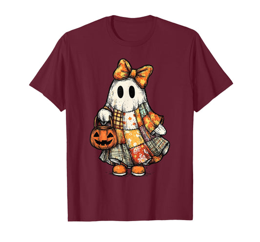 Halloween Boo Ghost Patchwork Quilter Quilting Sewing Womens T-Shirt