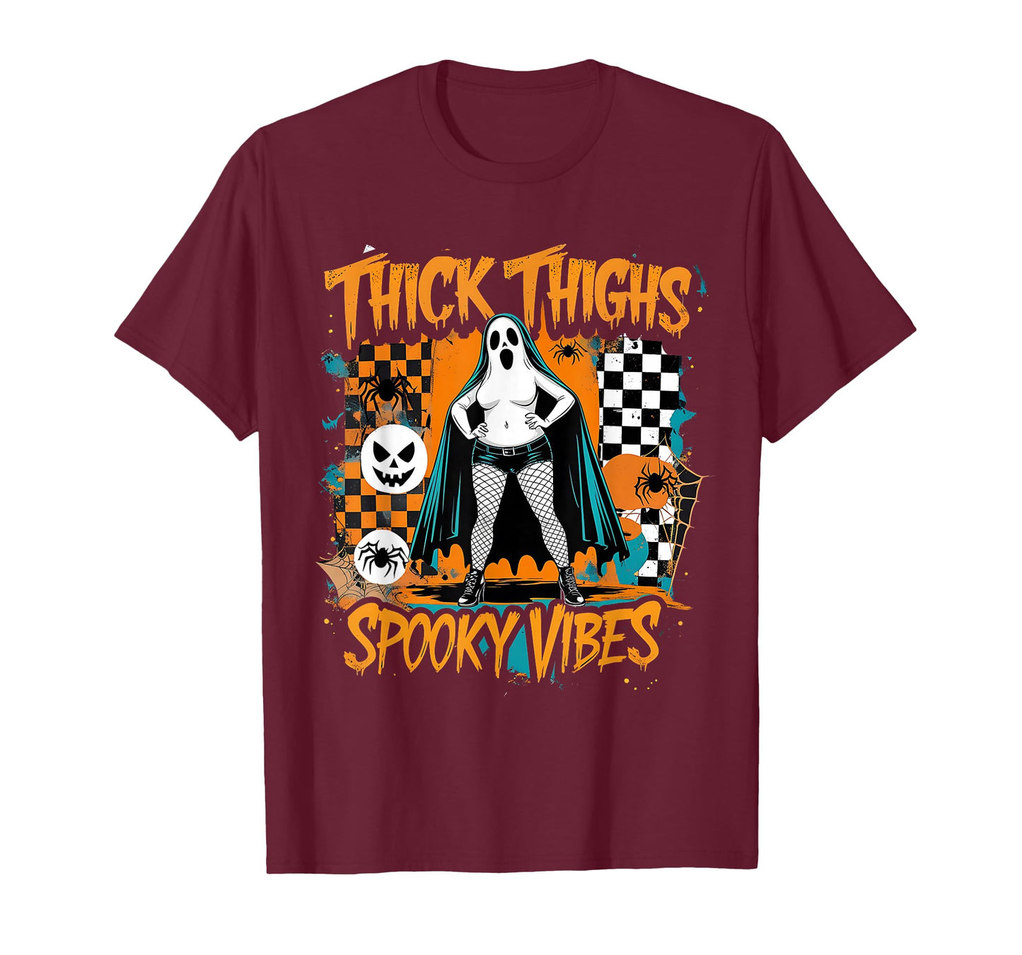 Spooky Vibes Thick Thighs Cute Ghost Humor T-Shirt