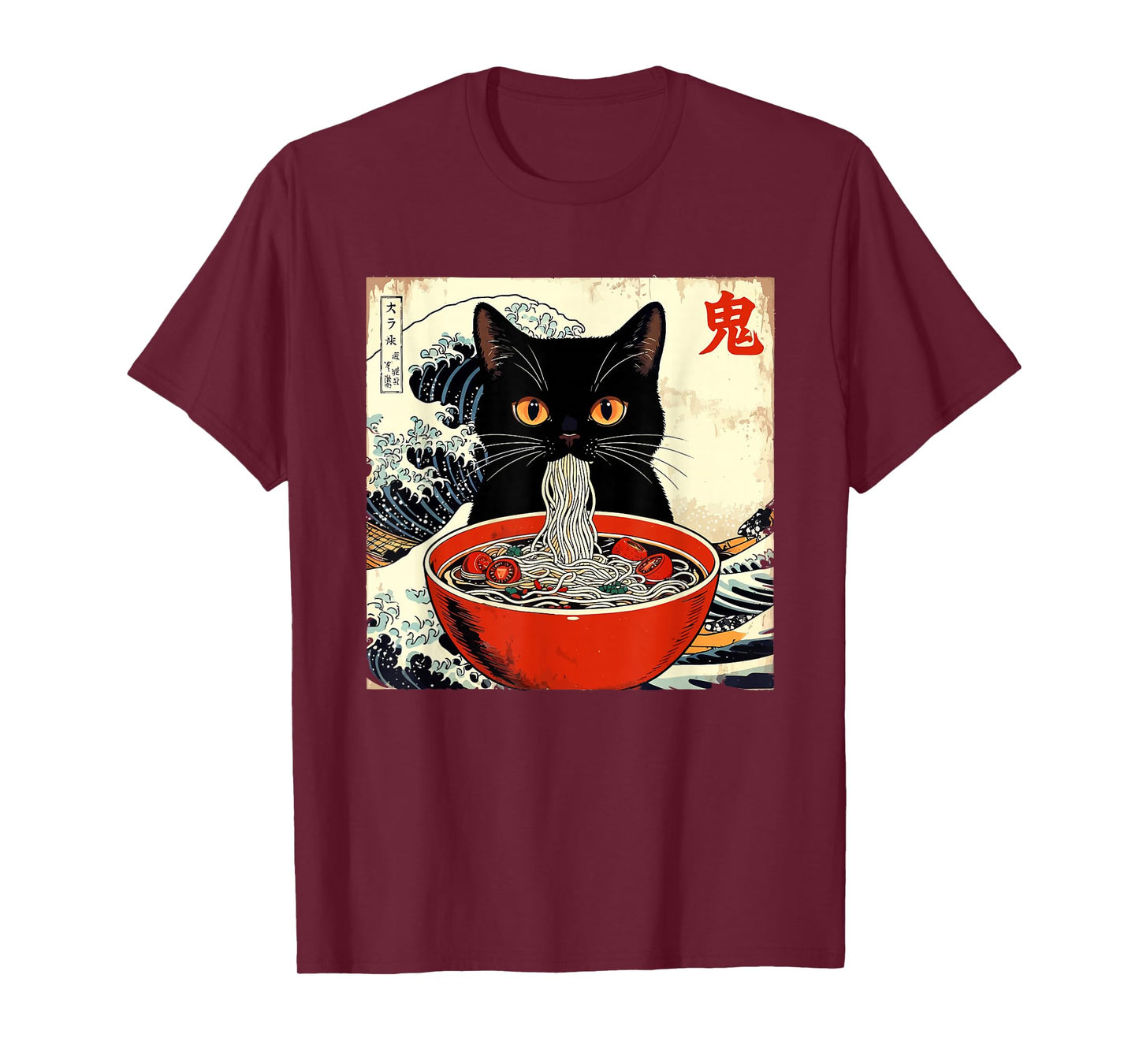 Anime Cat Ramen Japanese Funny Graphic Tees Kawaii Cat Anime T-Shirt