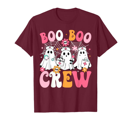 Boo Boo Crew Spooky Nurse Ghost Nursing Halloween Nurse T-Shirt