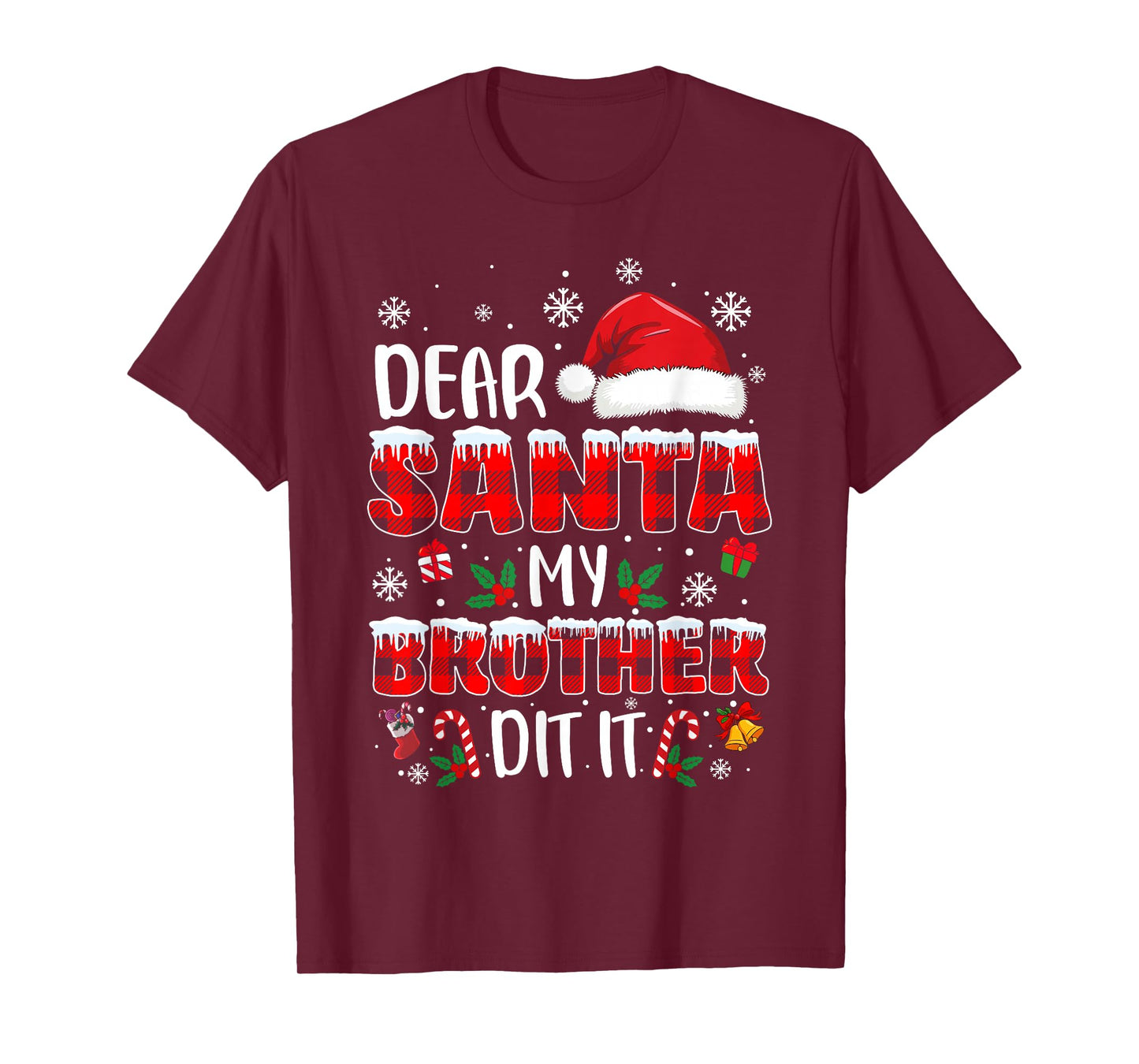 Dear Santa My Brother Did It Funny Christmas Boys Girls Kids T-Shirt