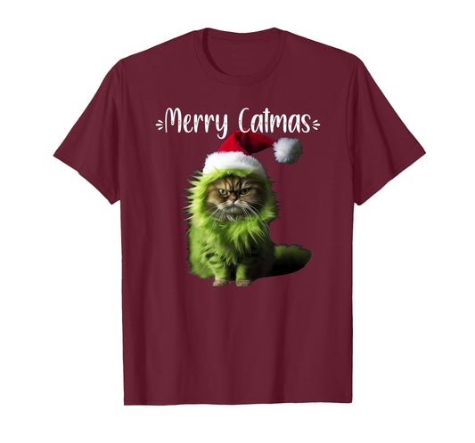 Merry Catmas - Funny Cat Christmas T-Shirt for Men Women Kids