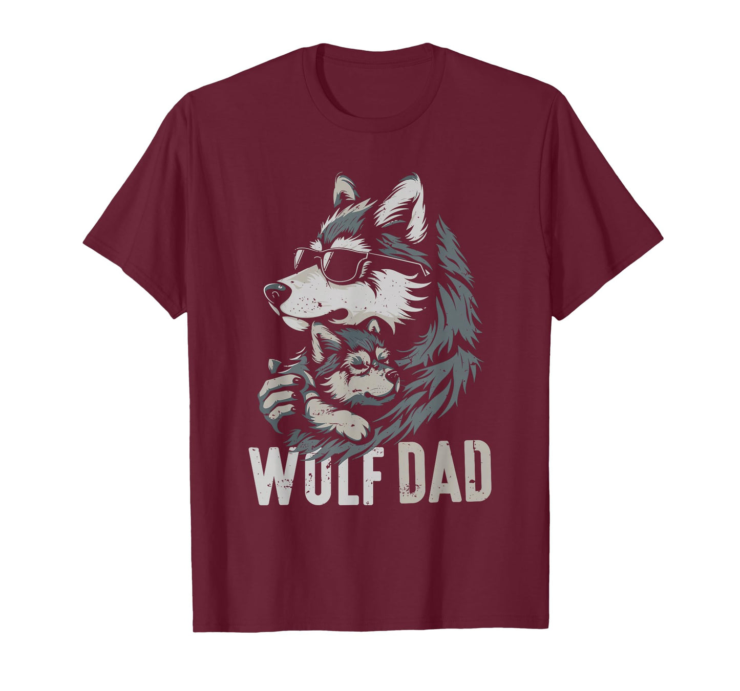 Wolf Dad and Baby Funny Fathers Day Daddy Wolfs Lovers T-Shirt