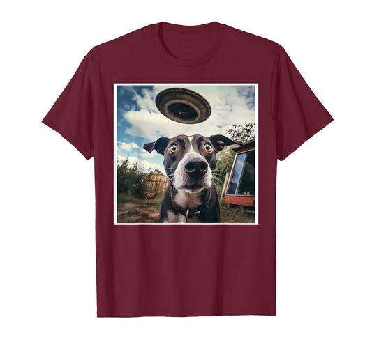 Dog Selfie with UFOs Alien Extraterrestrial UFO Believer T-Shirt