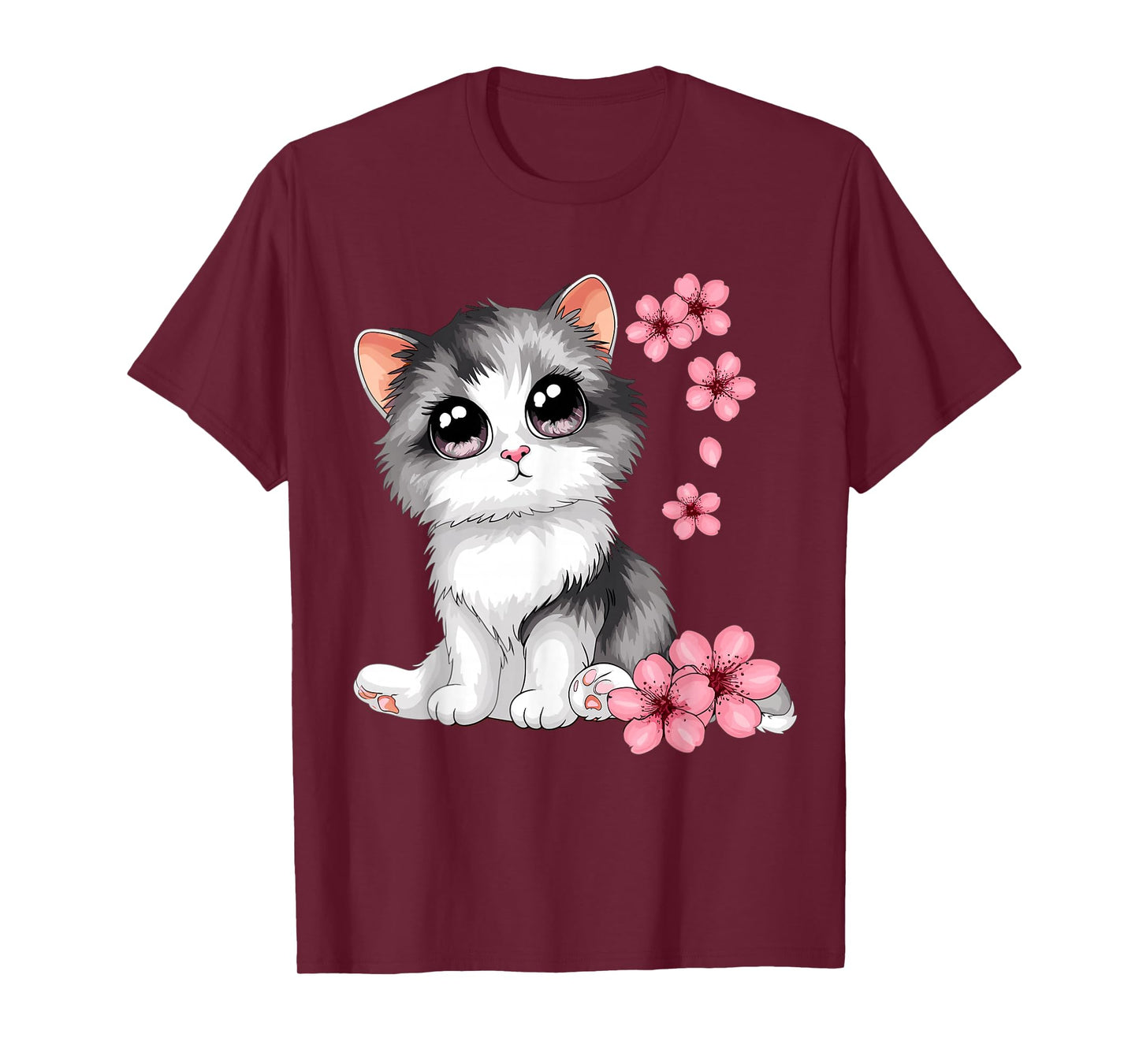 Cute Cat With Cherry Blossoms Cat T-Shirt