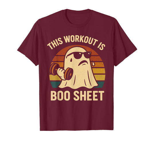 Funny This Workout is Boo Sheet Halloween Ghost Exercise Gym T-Shirt