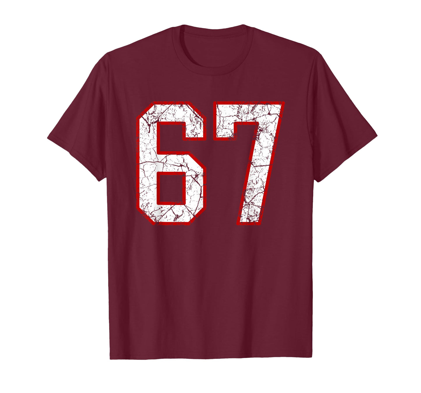 White and Red Sports Number 67 Jersey Uniform Player T-Shirt