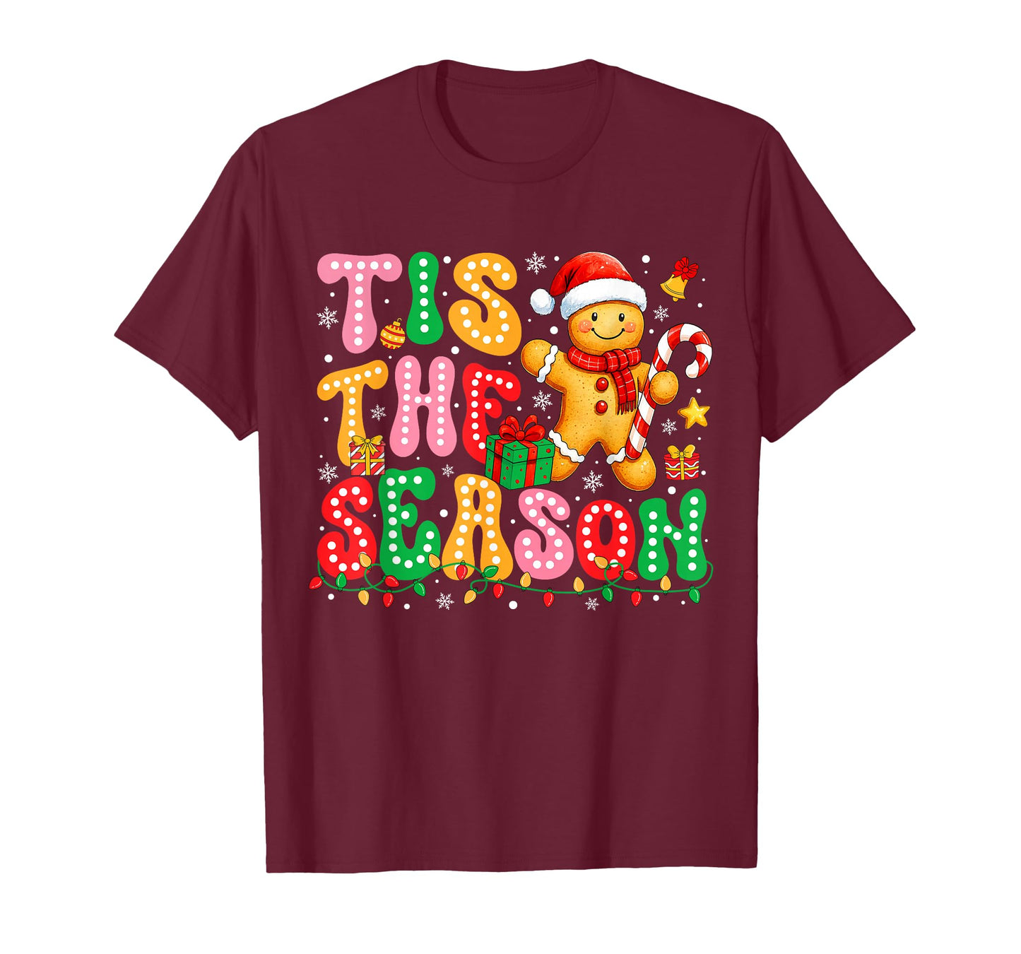 Tis The Season Gingerbread Santa Hat Christmas Cookie Women T-Shirt