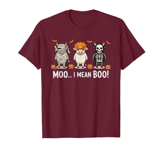 Skeleton Cow Moo Boo Halloween Costume Spooky Lover Funny T-Shirt